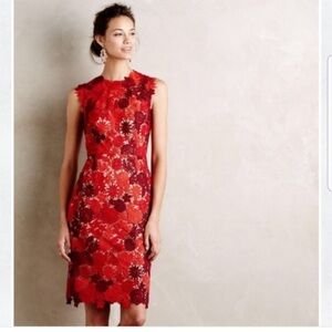 Anthropologie HD in Paris lace‎ garden sleeveless sheath dress sz 12